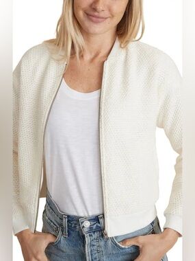 Marine Layer Women's Cream Textured Bomber Jacket